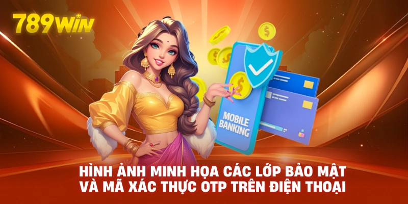 Hình ảnh minh họa các lớp bảo mật và mã xác thực OTP trên điện thoại